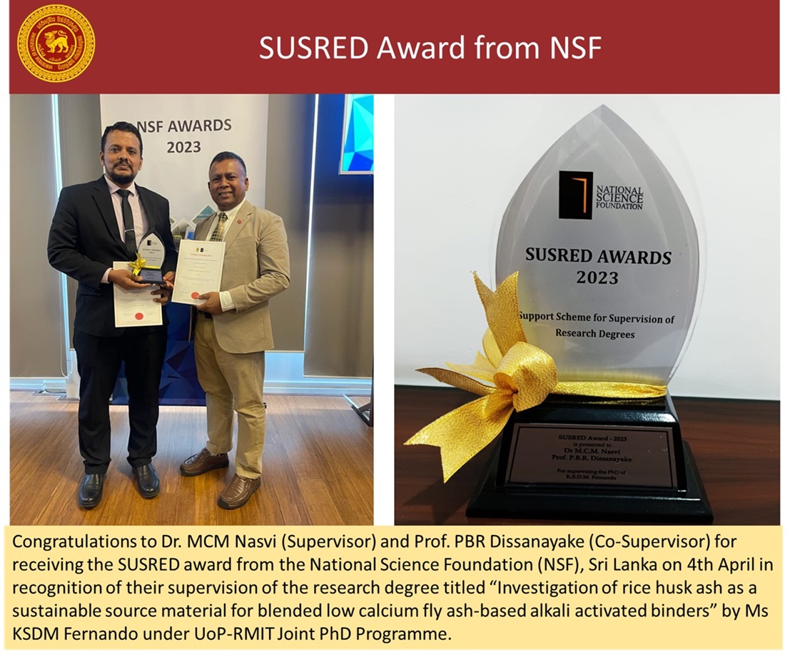 SUSRED award from the National Science Foundation (NSF)