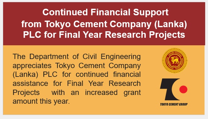 Continued Financial Support from Tokyo Cement Company (Lanka) PLC