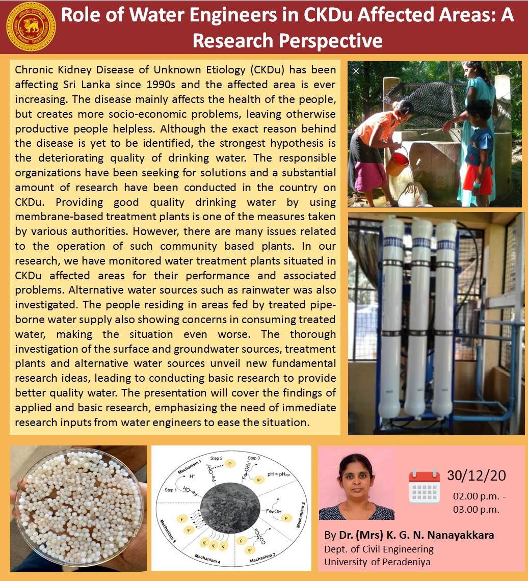 Role of Water Engineers in CKDu Affected Areas: A Research Perspective