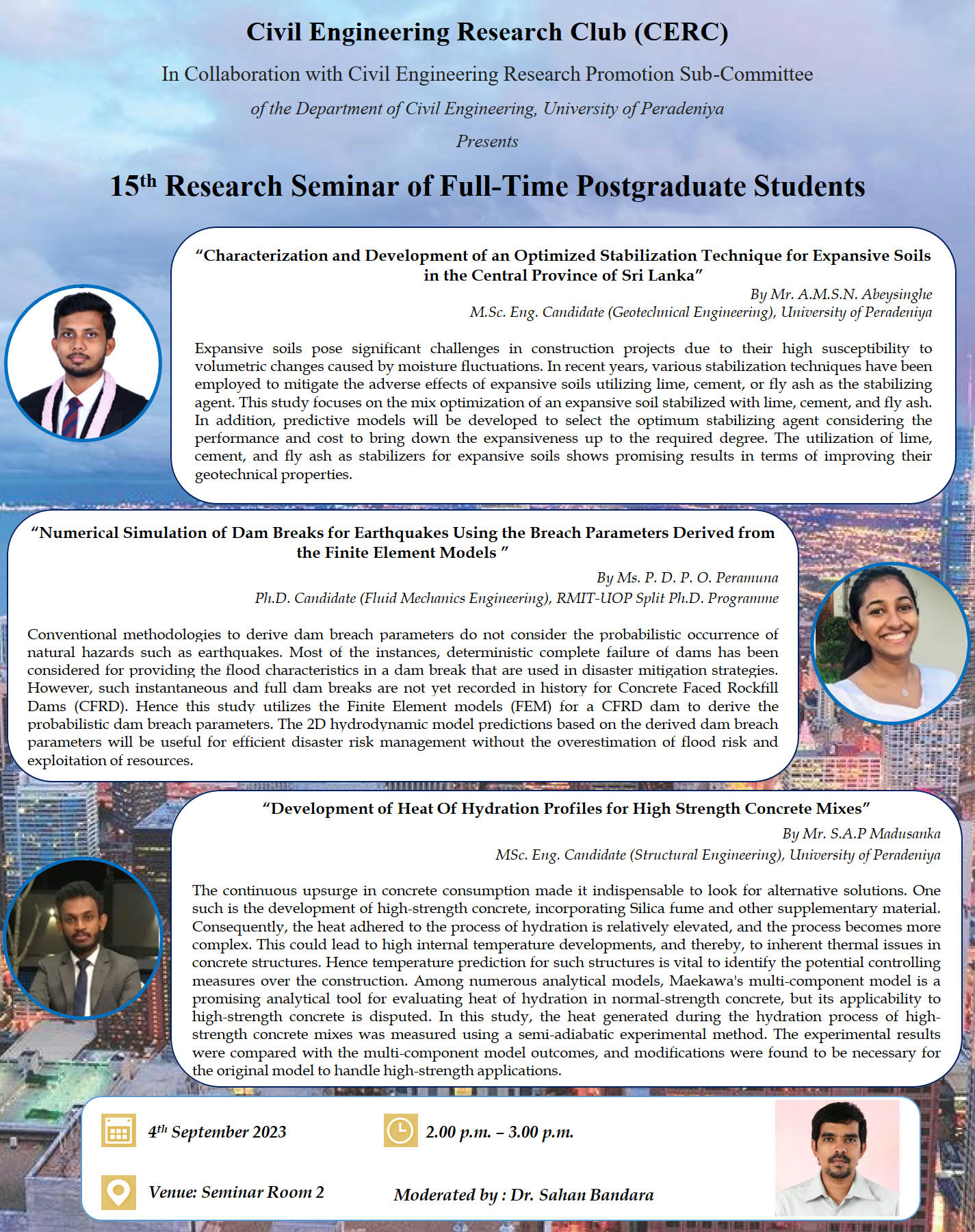 Civil Engineering 
            Research Club (CERC) 15th Research Seminar of Full-Time Research Students 