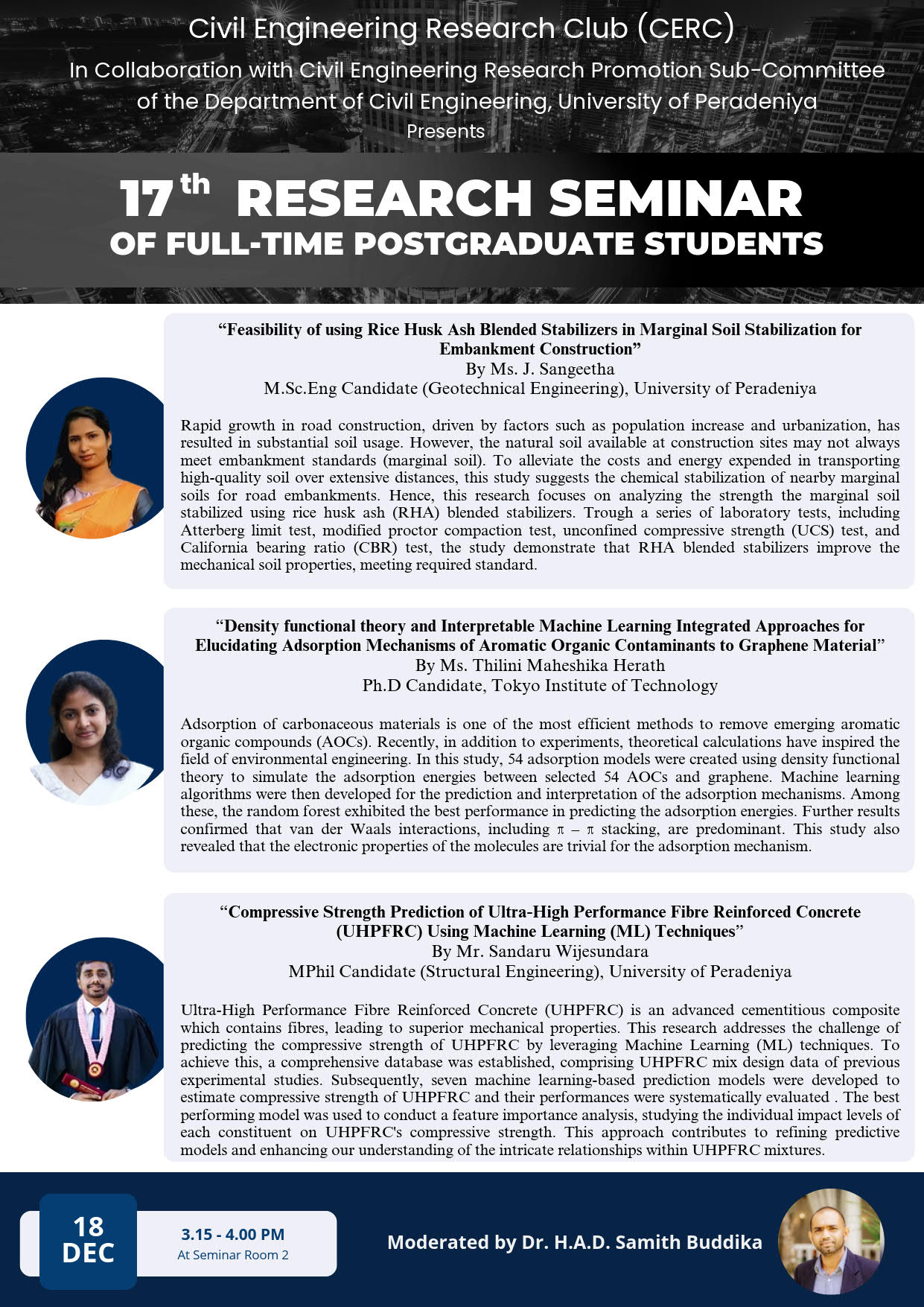 Civil Engineering 
            Research Club (CERC) 17th Research Seminar of Full-Time Postgraduate Students 