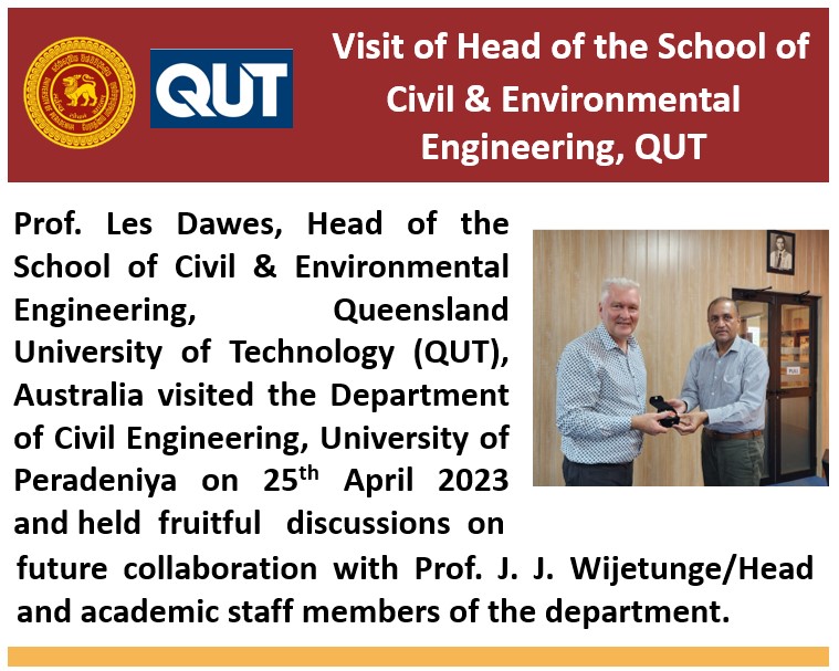 Visit of Head of the School of Civil & Environmental Engineering, QUT