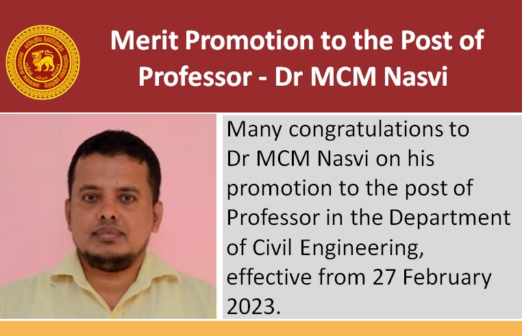 Merit Promotion to the Post of Professor - Dr M.C.M. Nasvi