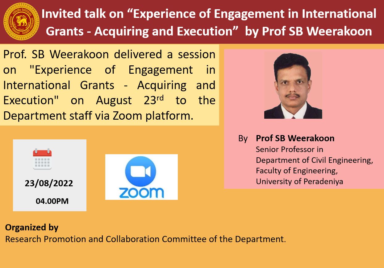 Experience of Engagement in International Grants - Acquiring and Execution