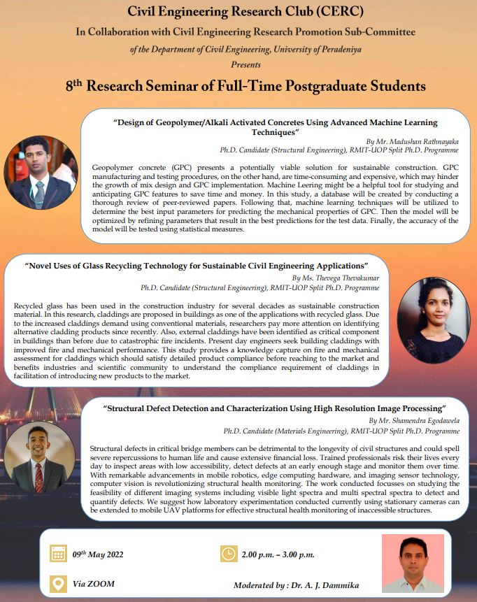 Civil Engineering 
            Research Club (CERC) 8th Research Seminar of Full-Time Postgraduate Students 