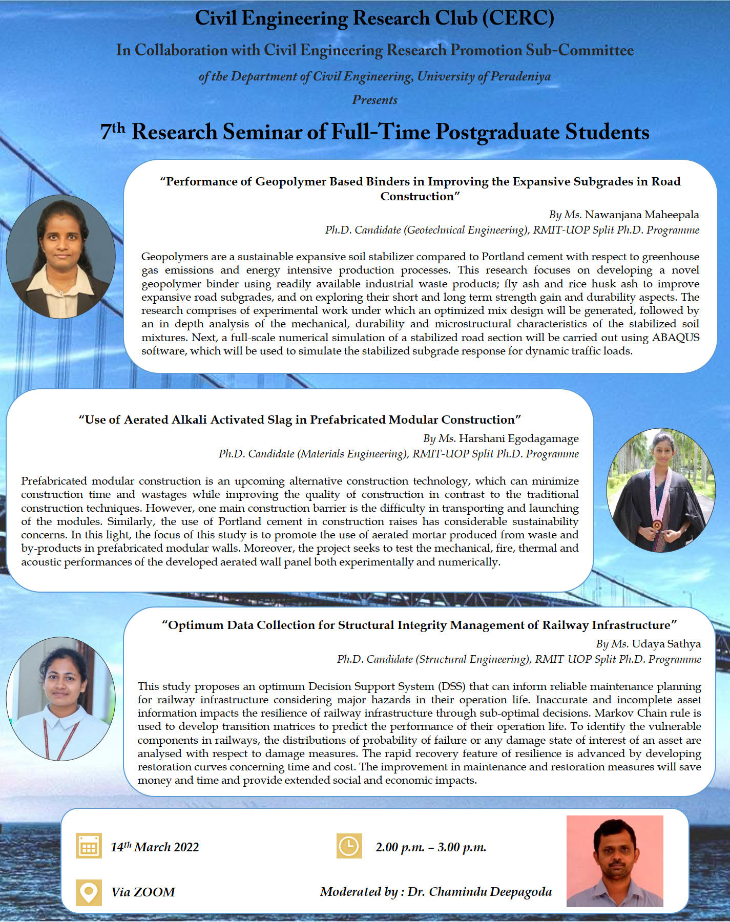 Civil Engineering 
            Research Club (CERC) 7th Research Seminar of Full-Time Postgraduate Students 