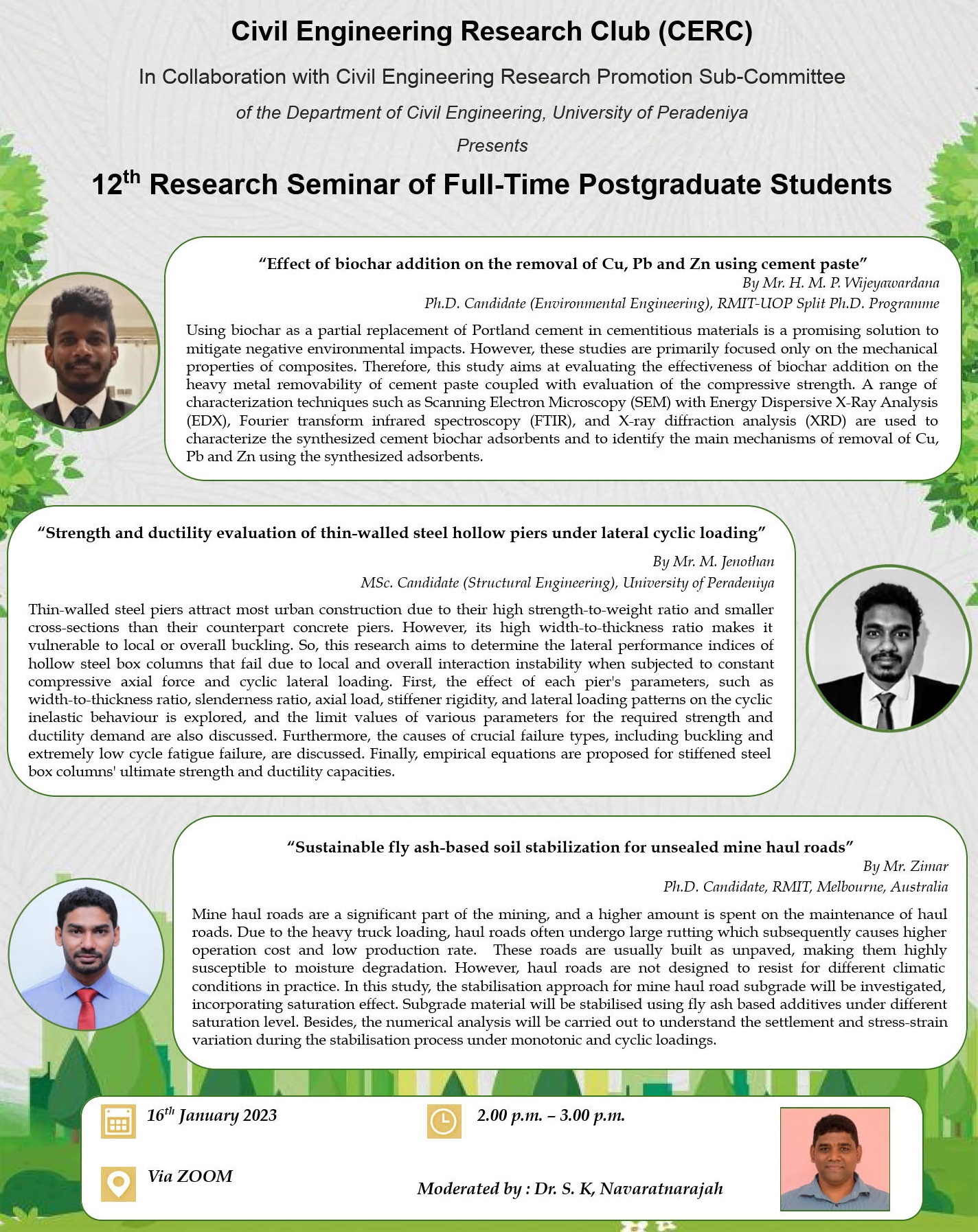 Civil Engineering 
            Research Club (CERC) 11th Research Seminar of Full-Time Postgraduate Students 
