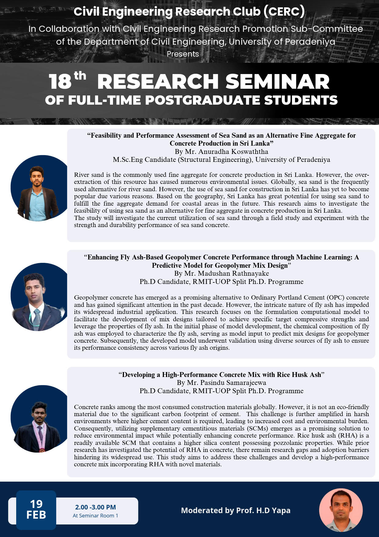 Civil Engineering 
            Research Club (CERC) 18th Research Seminar of Full-Time Postgraduate Students 