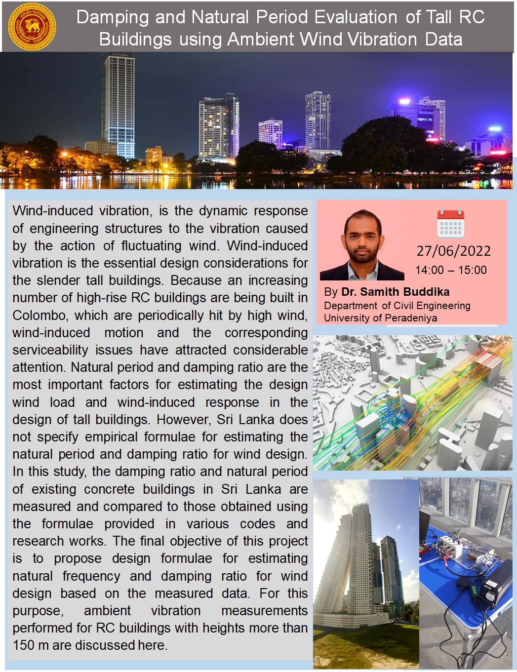 Damping and Natural Period Evaluation of Tall RC Buildings using Ambient Wind Vibration Data