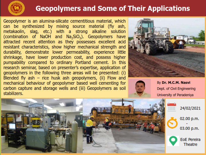Geopolymers and Some of Their Applications