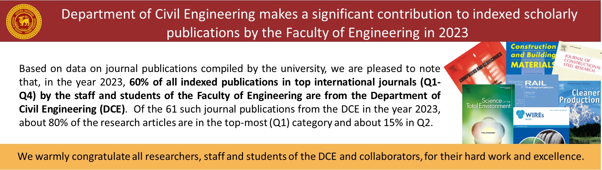 DCE makes a significant contribution to indexed scholarly publications by the FoE in 2023
