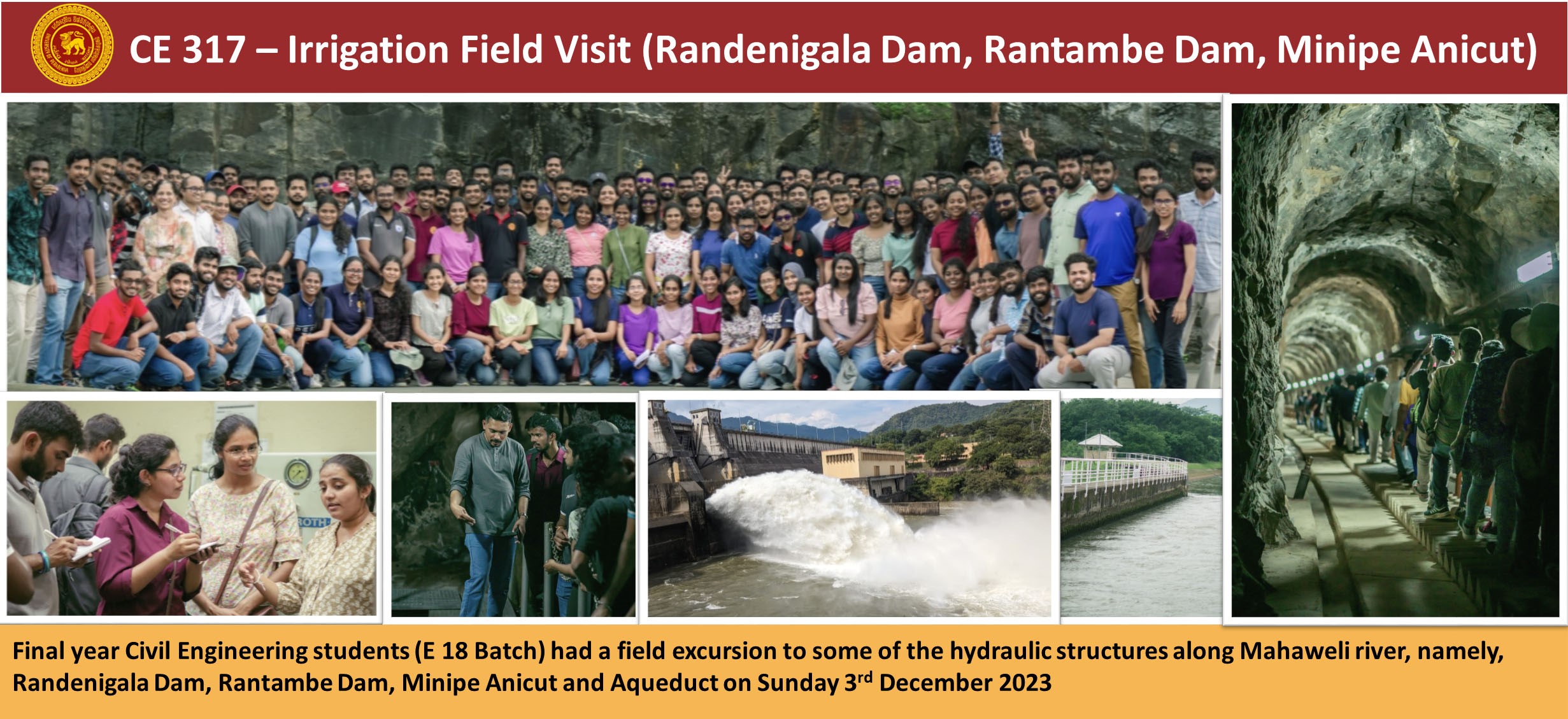 CE 317 – Irrigation Field Visit (Randenigala Dam, Rantambe Dam, Minipe Anicut)