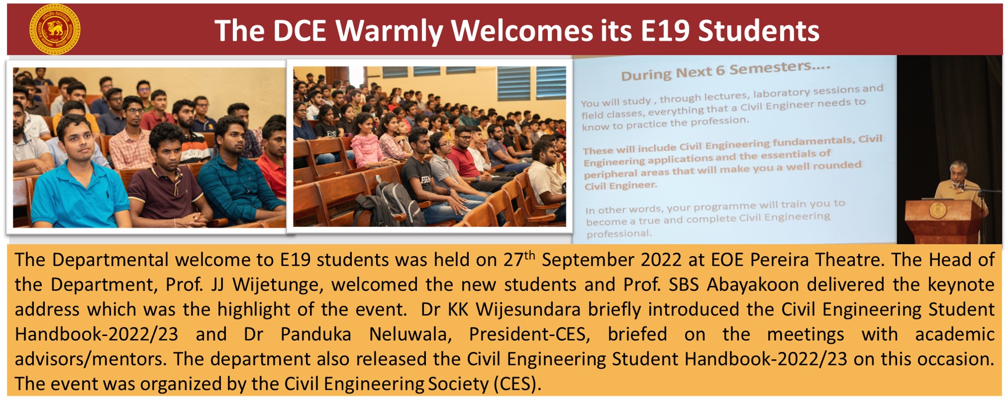 The DCE Warmly Welcomes its E19 Students