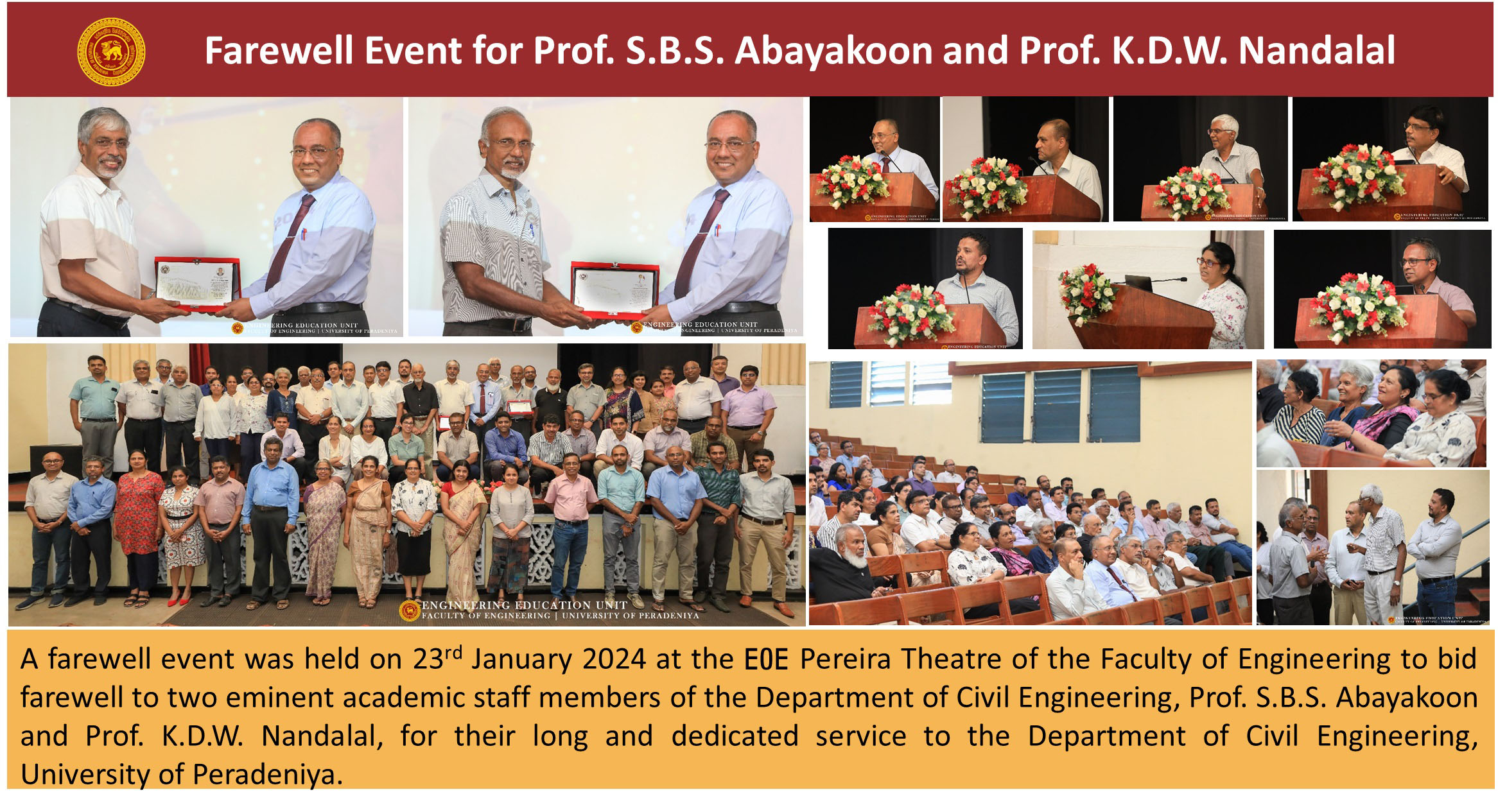 Farewell Event for Prof. S.B.S. Abayakoon and Prof. K.D.W. Nandalal