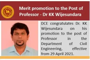 Merit promotion to the Post of Professor – Dr. K.K. Wijesundara